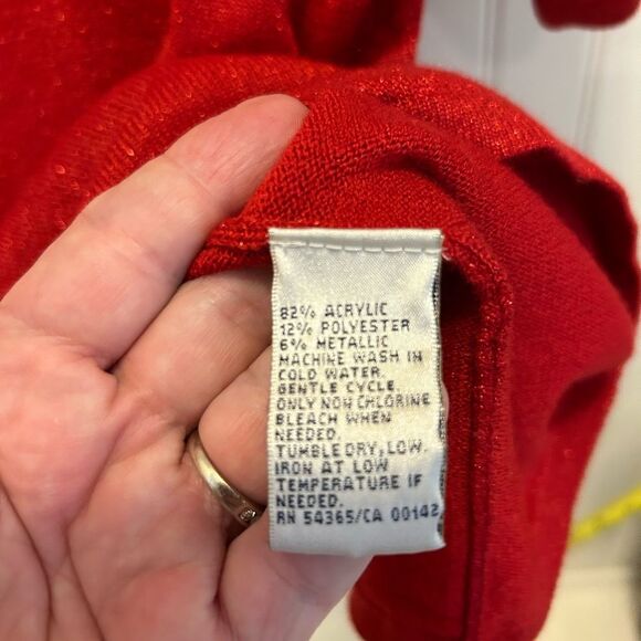Vintage Allison Daley Sparkly Red Sweater - Size Large - Picture 4 of 5